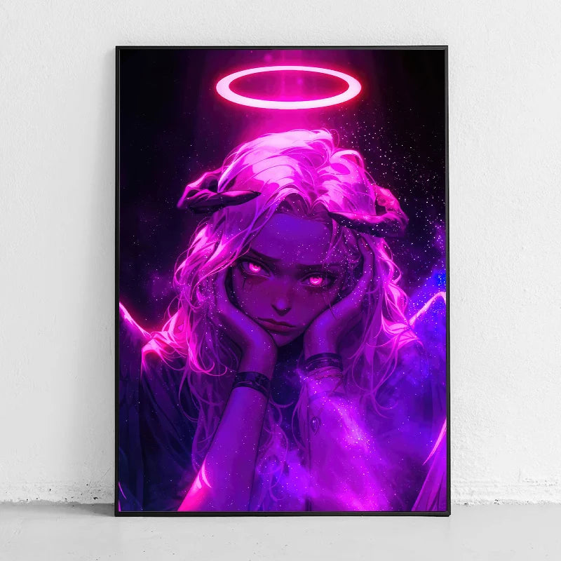 Neon Cyberpunk Girl Canvas Art