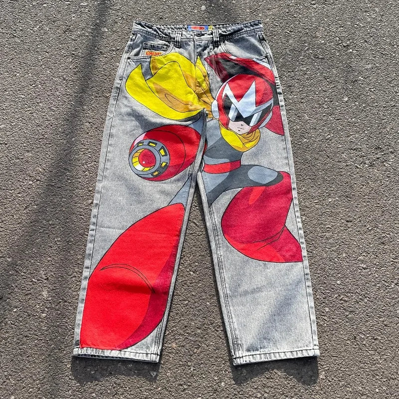 Anime-Inspired Streetwear Baggy Jeans