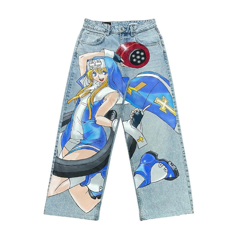 Anime-Inspired Streetwear Baggy Jeans